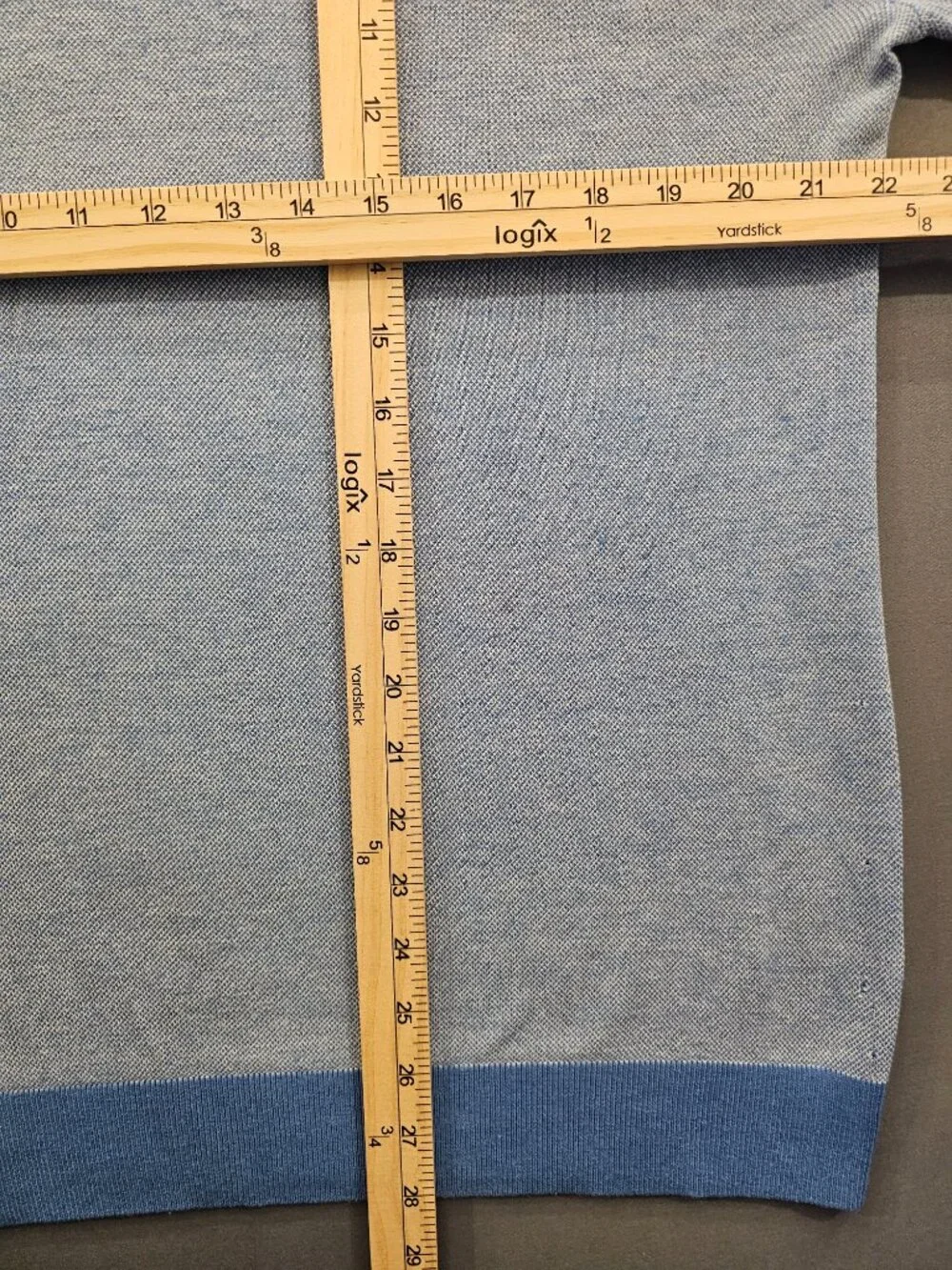 Bugatchi Men's Double Sided Pique Heather Quarter Zip Pullover Sweater Blue L - Picture 5 of 5